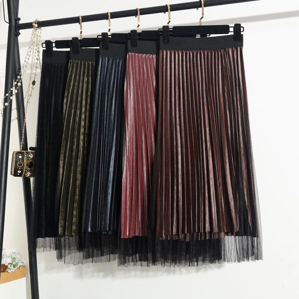 skirts mesh gold velvet pleated long women skirt section korean version of the high waist a word womens, Black
skirts mesh gold velvet pleated long women skirt section korean version of the high waist a word womens, Black