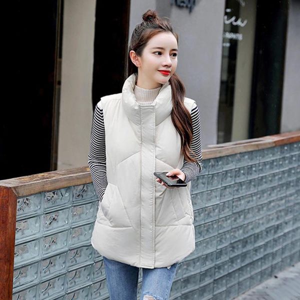 women's vests 2021 stand collar short autumn women winter cotton padded jacket sleeveless female hooded waistcoat vest parka, Black;white
women's vests 2021 stand collar short autumn women winter cotton padded jacket sleeveless female hooded waistcoat vest parka, Black;white