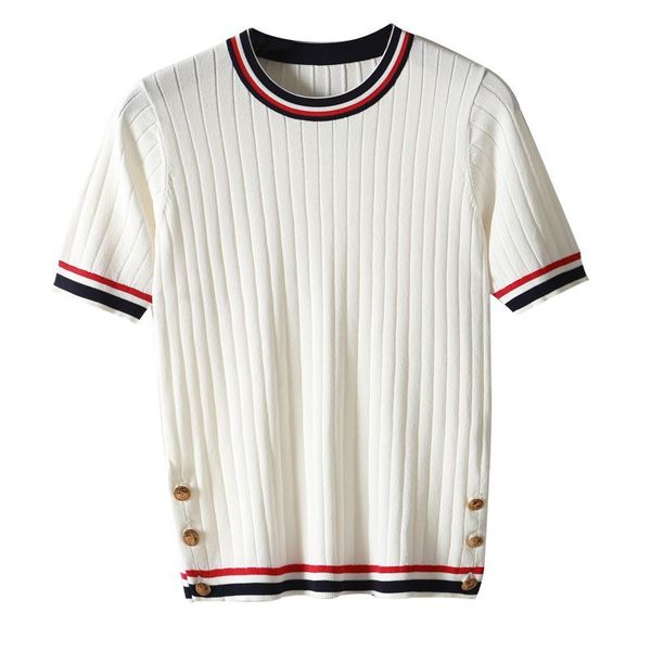2020 summer college style ice silk tb t-shirt white short sleeve stripe t-shirt women's loose half sleeve top, White;black
2020 summer college style ice silk tb t-shirt white short sleeve stripe t-shirt women's loose half sleeve top, White;black