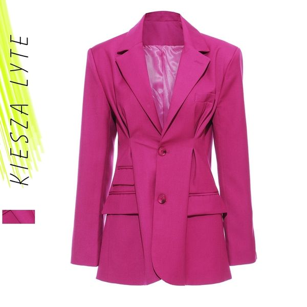 women rose red pleated split temperament blazer lapel long sleeve loose fit jacket fashion spring autumn office ladies 210608, White;black
women rose red pleated split temperament blazer lapel long sleeve loose fit jacket fashion spring autumn office ladies 210608, White;black
