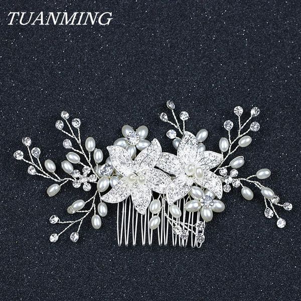 hair clips & barrettes ladies combs with crystal flower bride pearl silver color headdress wedding women accessories, Golden;silver 
hair clips & barrettes ladies combs with crystal flower bride pearl silver color headdress wedding women accessories, Golden;silver