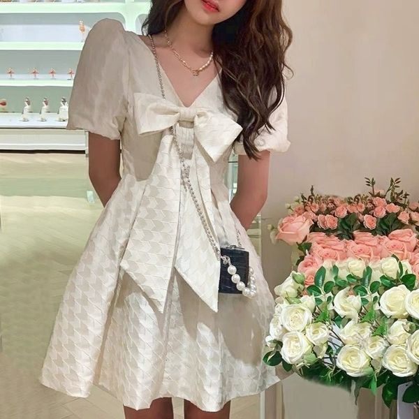 casual dresses french short sleeve elegant women's es party bow design sweet vintage females one piecce korean chic l88w, Black;gray
casual dresses french short sleeve elegant women's es party bow design sweet vintage females one piecce korean chic l88w, Black;gray