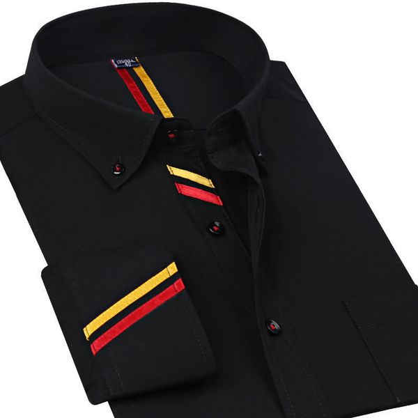 smart casual business black men shirt woven strap fashion design long sleeve slim fit cotton, White;black
smart casual business black men shirt woven strap fashion design long sleeve slim fit cotton, White;black