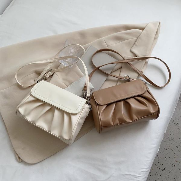 evening bags fashion women shoulder bag pleated pu leather handbag female daily autumn casual street travel underarm shopping tote 2021