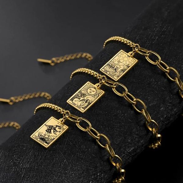 charm bracelets vintage tarot predication bracelet stainless steel for men jewelry good luck women hand gift trends, Golden;silver
charm bracelets vintage tarot predication bracelet stainless steel for men jewelry good luck women hand gift trends, Golden;silver