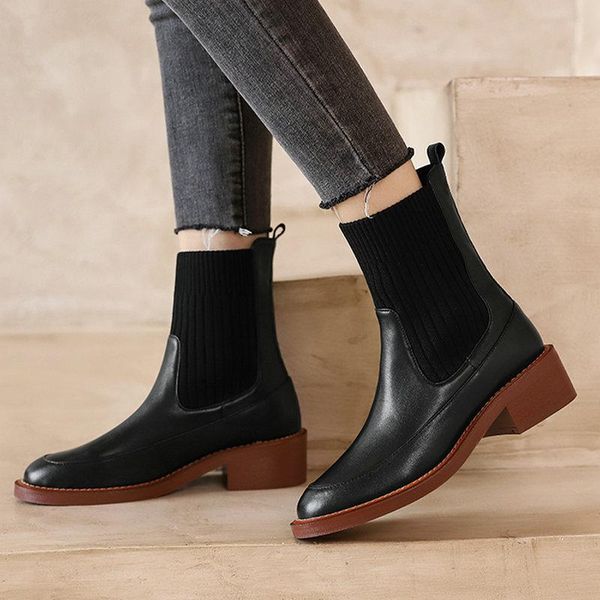 boots women winter genuine leather knitting thick high heels ankle for round toe est working basic shoes woman, Black
boots women winter genuine leather knitting thick high heels ankle for round toe est working basic shoes woman, Black