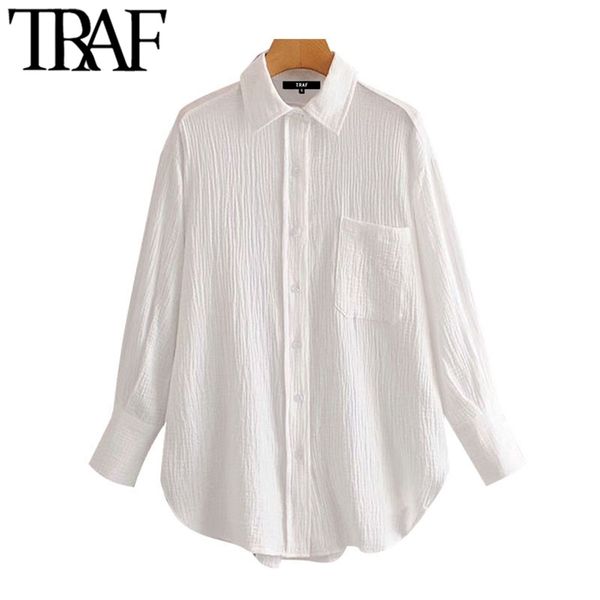 traf women chic fashion office wear pockets loose blouses vintage lapel collar long sleeve female shirts chic 210415, White
traf women chic fashion office wear pockets loose blouses vintage lapel collar long sleeve female shirts chic 210415, White