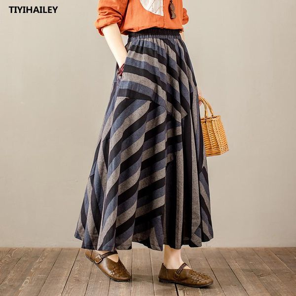 skirts tiyihailey 2021 vintage long maxi a-line elastic waist women cotton linen spring summer big hem striped, Black
skirts tiyihailey 2021 vintage long maxi a-line elastic waist women cotton linen spring summer big hem striped, Black