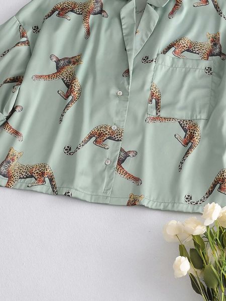 ies 2021 women pajams animal printing leopard female sleepwear casual shorts set loungewear wome, Black;red
ies 2021 women pajams animal printing leopard female sleepwear casual shorts set loungewear wome, Black;red