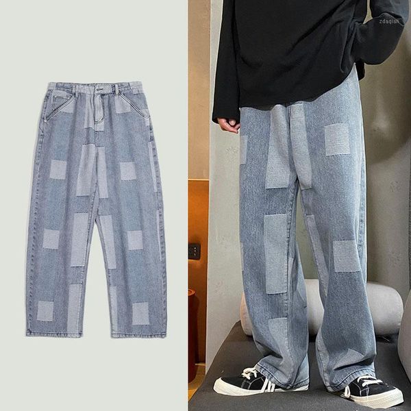 men's jeans mens patchwork plaid denim pants high street hip hop loose fit straight trousers male casual joggers fashion spring autumn, Blue
men's jeans mens patchwork plaid denim pants high street hip hop loose fit straight trousers male casual joggers fashion spring autumn, Blue