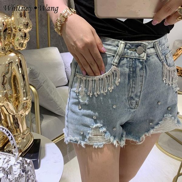 women's jeans whitney wang shorts 2021 summer fashion streetwear diamonds tassel ripped denim women plus size 5xl, Blue
women's jeans whitney wang shorts 2021 summer fashion streetwear diamonds tassel ripped denim women plus size 5xl, Blue