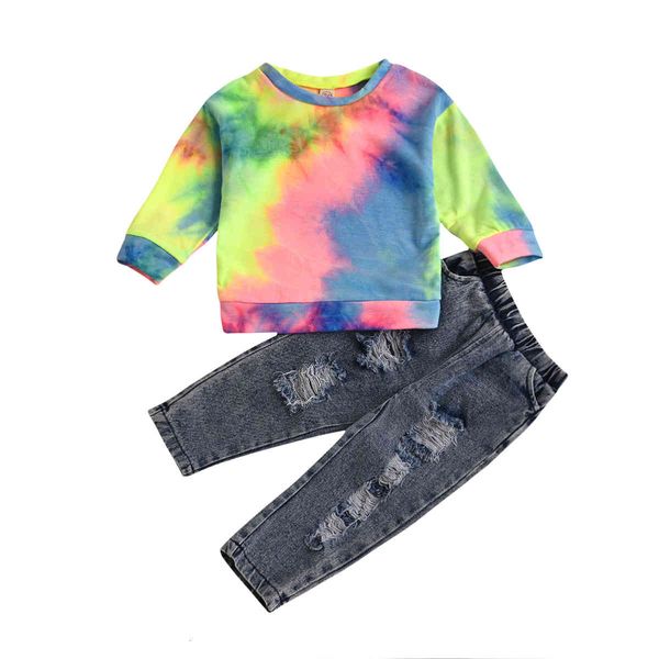 clothing focusnorm fashion kids girls tie-dye clothes sets 1-5y print long sleeve pullover sweatshirt denim pants 2pcs c0225, White
clothing focusnorm fashion kids girls tie-dye clothes sets 1-5y print long sleeve pullover sweatshirt denim pants 2pcs c0225, White
