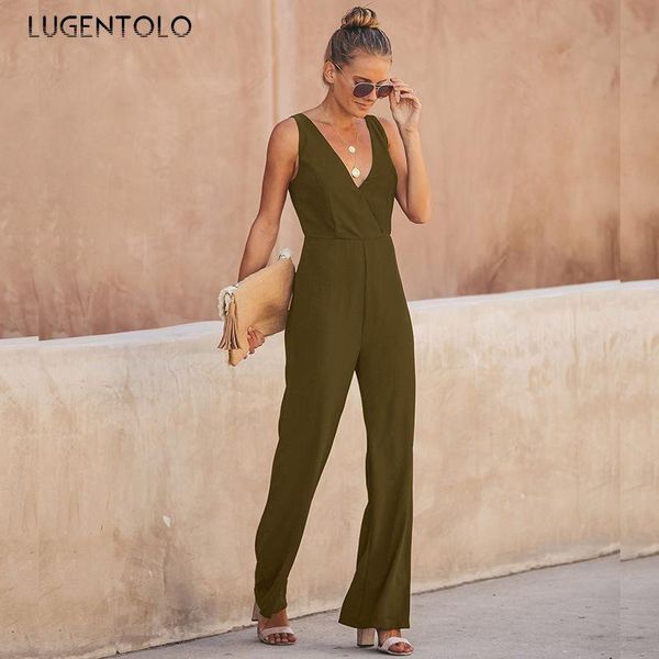 women's jumpsuits & rompers fashion wide leg pants jumpsuit women elegant v-neck halter strap solid spring summer lugentolo, Black;white
women's jumpsuits & rompers fashion wide leg pants jumpsuit women elegant v-neck halter strap solid spring summer lugentolo, Black;white