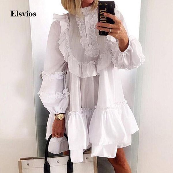 autumn lantern long sleeve dress women ruffle neck button loose mini dress white elegant ladies a-line party dress vestidos, Black;gray
autumn lantern long sleeve dress women ruffle neck button loose mini dress white elegant ladies a-line party dress vestidos, Black;gray