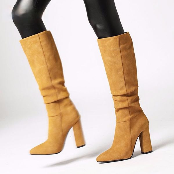 winter knee-high boots women suede thick high heel pointed toe pleated long shoes ladies fall large size, Black
winter knee-high boots women suede thick high heel pointed toe pleated long shoes ladies fall large size, Black