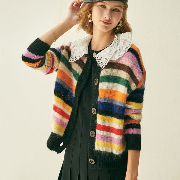 t shirt cardigans for women autumn winter lace peter pan collar raiow striped oversized cardigan mujer loose mohair sweater coat, White
t shirt cardigans for women autumn winter lace peter pan collar raiow striped oversized cardigan mujer loose mohair sweater coat, White