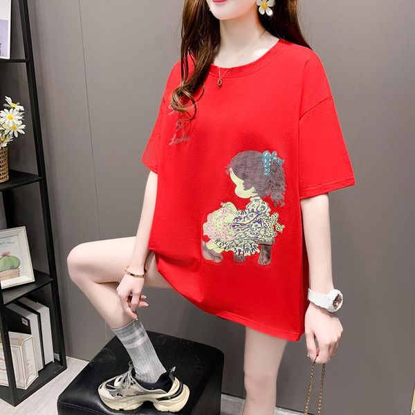 plus size women t-shirt round collar summer cartoon 2021 half loose sleeve print casual simple wild women's, White
plus size women t-shirt round collar summer cartoon 2021 half loose sleeve print casual simple wild women's, White