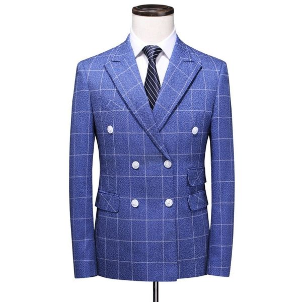 fashion suits leisure three piece plaid double breasted blazer slim fit young men's wedding, White;black
fashion suits leisure three piece plaid double breasted blazer slim fit young men's wedding, White;black