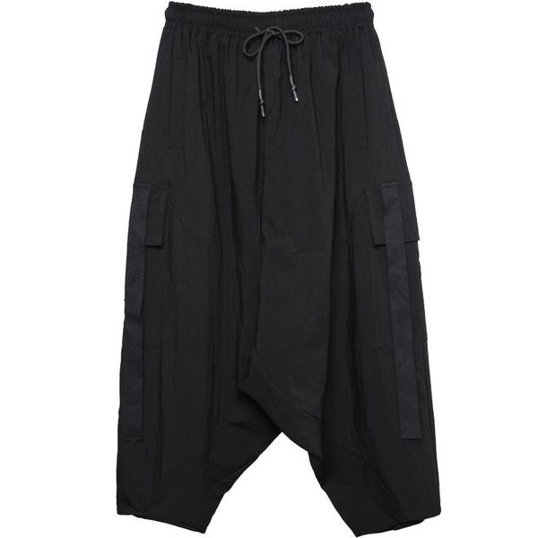 men's pants spring and summer pure color simple personality ribbon low - grade loose harun nine radish, Black
men's pants spring and summer pure color simple personality ribbon low - grade loose harun nine radish, Black