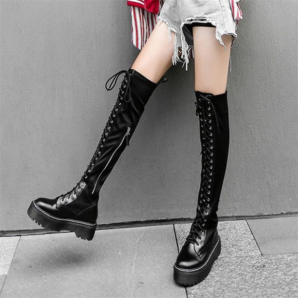 boots size us 4-us 12 women lace up stretchy over the knee high riding female round toe thigh platform fashion sneakers, Black
boots size us 4-us 12 women lace up stretchy over the knee high riding female round toe thigh platform fashion sneakers, Black