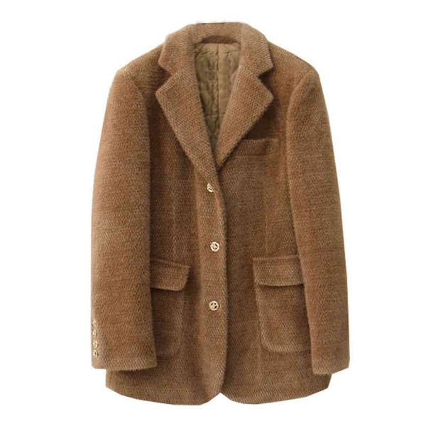 women solid flocking blazer high street pocket single-breasted notch collar pink blue brown autumn spring c0372 210514, White;black
women solid flocking blazer high street pocket single-breasted notch collar pink blue brown autumn spring c0372 210514, White;black