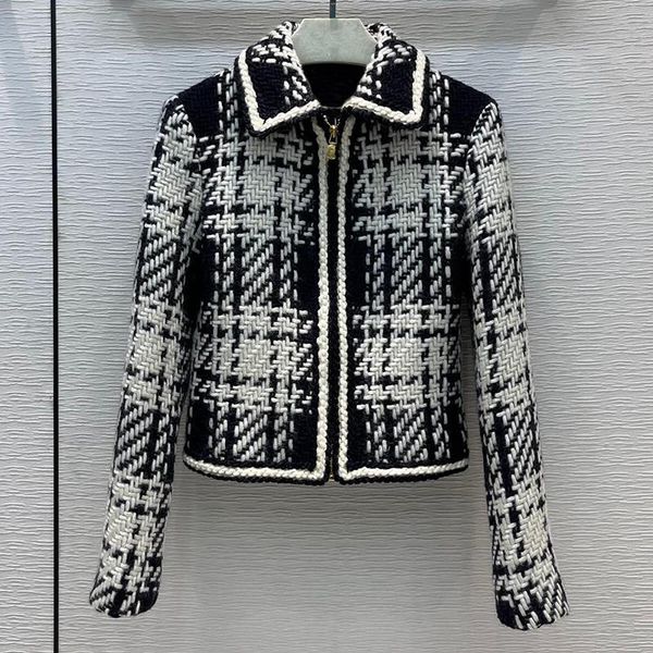 women's jackets vintage black white position plaid wool tweed women long sleeve hand-crochet border short coats lady 2021, Black;brown
women's jackets vintage black white position plaid wool tweed women long sleeve hand-crochet border short coats lady 2021, Black;brown