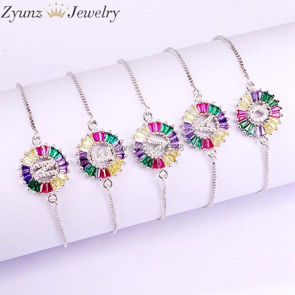 link, chain 10pcs zyz338-0408 charm women's bracelet micro inlay rainbow zircon english 26 letter cz copper, Black
link, chain 10pcs zyz338-0408 charm women's bracelet micro inlay rainbow zircon english 26 letter cz copper, Black
