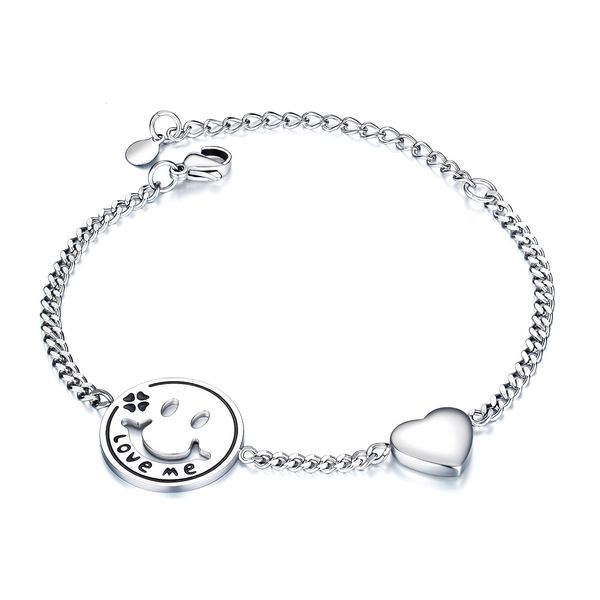 link charm opk simple creative japanese and korean smiling face hand jewelry personalized chain friend titanium steel lady love bracelet, Golden;silver
link charm opk simple creative japanese and korean smiling face hand jewelry personalized chain friend titanium steel lady love bracelet, Golden;silver