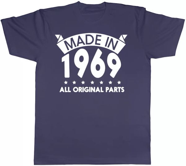 made in 1969 all original parts birthday mens short sleeve t-shirt, White;black
made in 1969 all original parts birthday mens short sleeve t-shirt, White;black