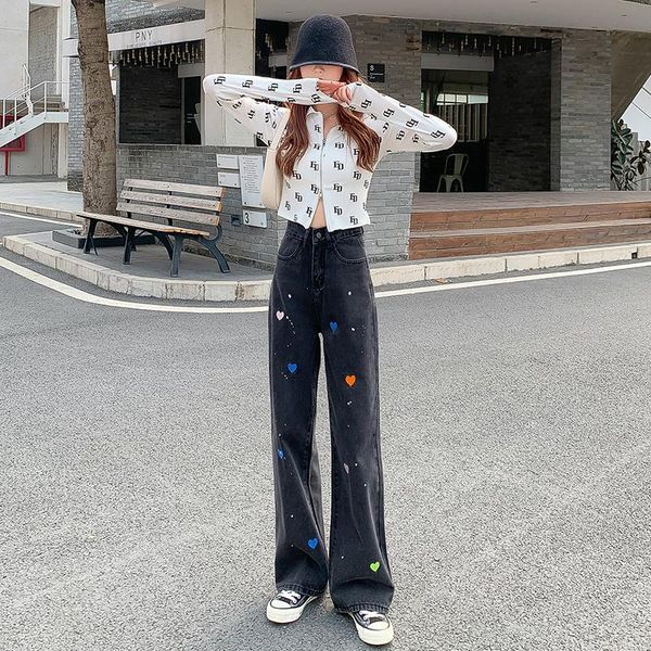 women's jeans autumn and winter 2021 high waist korean version loose thin wide leg love embroidery trend pants, Blue
women's jeans autumn and winter 2021 high waist korean version loose thin wide leg love embroidery trend pants, Blue