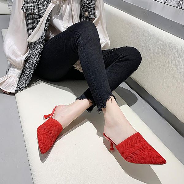 women's high heel sandals strappy heels mesh fabric slippers korean pointed fashion stiletto #39;s, Black
women's high heel sandals strappy heels mesh fabric slippers korean pointed fashion stiletto #39;s, Black
