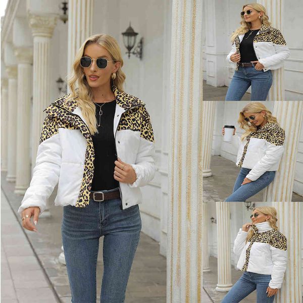 2021 new women's cotton padded jacket leopard pattern stitching long sleeve pocket zipper cotton padded jacket, Black
2021 new women's cotton padded jacket leopard pattern stitching long sleeve pocket zipper cotton padded jacket, Black