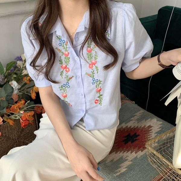 women's blouses & shirts hzirip summer loose cotton flower embroidery single-breasted short-sleeved shirt 2021 ladies korean gentle thi, White
women's blouses & shirts hzirip summer loose cotton flower embroidery single-breasted short-sleeved shirt 2021 ladies korean gentle thi, White