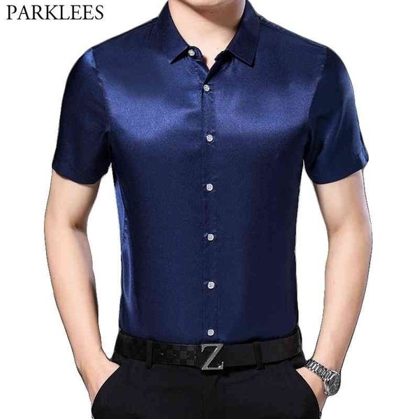 mens slim fit silk like satin dress shirts short sleeve button down shirt men chemise casual smooth comfortable shirt male navy 210522, White;black
mens slim fit silk like satin dress shirts short sleeve button down shirt men chemise casual smooth comfortable shirt male navy 210522, White;black