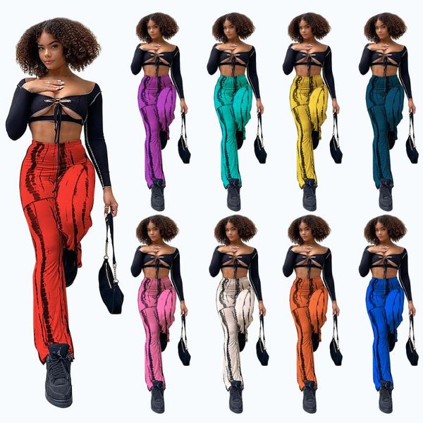 women's two piece pants two-piece sets clothing backless hollow out bandage crop tie-dye print straight wholesale drop, White
women's two piece pants two-piece sets clothing backless hollow out bandage crop tie-dye print straight wholesale drop, White