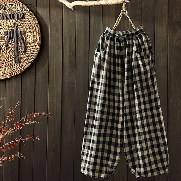 women's pants & capris zanzea summer wide leg women vintage plaid checked trousers casual elastic waist lantern pantalon loose turnip p, Black;white
women's pants & capris zanzea summer wide leg women vintage plaid checked trousers casual elastic waist lantern pantalon loose turnip p, Black;white