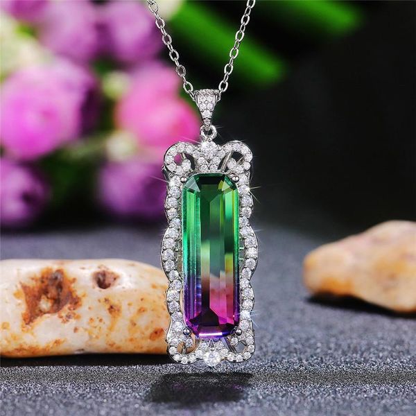 pendant necklaces huitan unique colorful cz necklace for women luxury engagement wedding accessories long square stone fashion jewelry, Silver
pendant necklaces huitan unique colorful cz necklace for women luxury engagement wedding accessories long square stone fashion jewelry, Silver
