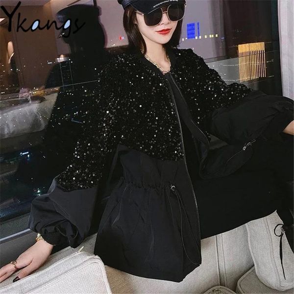 women's jackets sequins drawstring zipper black patchwork gothic korean fashion spring coat harajuku outwear parkas top, Black;brown
women's jackets sequins drawstring zipper black patchwork gothic korean fashion spring coat harajuku outwear parkas top, Black;brown
