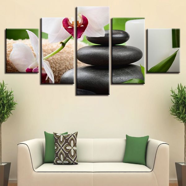5 pieces white orchid flowers and stones hd canvas paintings for living room home decor modular pictures wall posters(no frame)
5 pieces white orchid flowers and stones hd canvas paintings for living room home decor modular pictures wall posters(no frame)