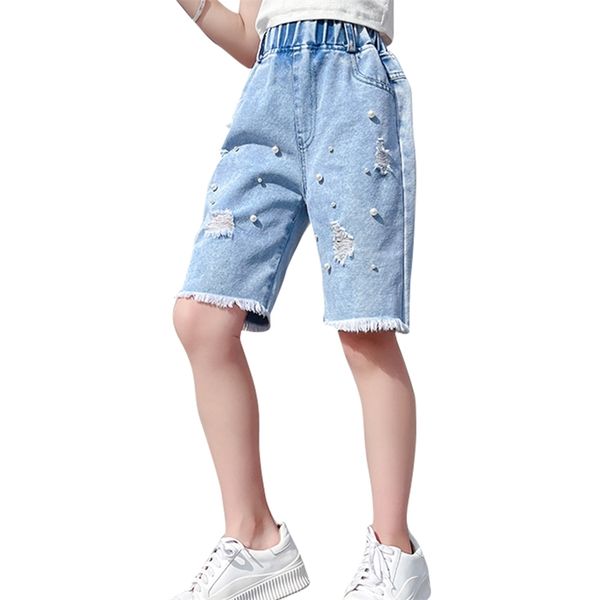 summer jeans girl pearls short big hole trousers for children casual style children's clothes 210528, Blue
summer jeans girl pearls short big hole trousers for children casual style children's clothes 210528, Blue