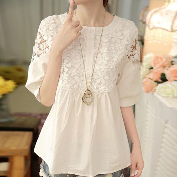 women's blouses & shirts summer women white blouse short sleeve hollow lace shirt blusas mujer de moda 2021 e707
women's blouses & shirts summer women white blouse short sleeve hollow lace shirt blusas mujer de moda 2021 e707