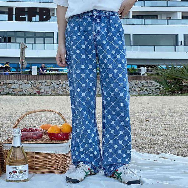 iefb summer trend diamond print jeans niche design high waist straight wide leg denim pants vintage streetwear trousers 9y7418 210524, Blue
iefb summer trend diamond print jeans niche design high waist straight wide leg denim pants vintage streetwear trousers 9y7418 210524, Blue
