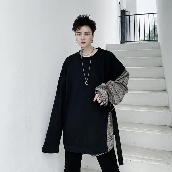 2021spring autumn streetwear men plaid splicing loose pullover sweatshirt youth male long sleeve men's hoodies & sweatshirts, Black
2021spring autumn streetwear men plaid splicing loose pullover sweatshirt youth male long sleeve men's hoodies & sweatshirts, Black