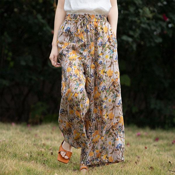 women's pants & capris nini wonderland 2021 summer thin tencel linen print flowers trousers elastic waist loose casual women wide leg, Black;white
women's pants & capris nini wonderland 2021 summer thin tencel linen print flowers trousers elastic waist loose casual women wide leg, Black;white