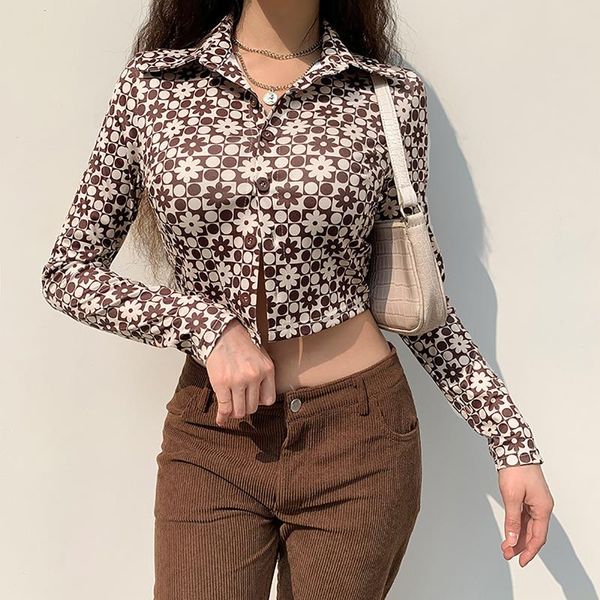 women's t-shirt floral print cardigan turndown collar long sleeve crop tshirt, White
women's t-shirt floral print cardigan turndown collar long sleeve crop tshirt, White