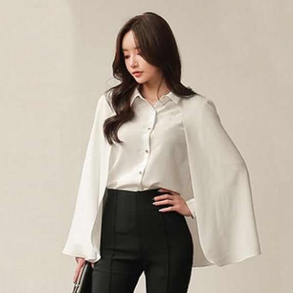 women's blouses & shirts 2021 spring long sleeve white cloak women casual loose chiffon fashion ruffles df259
women's blouses & shirts 2021 spring long sleeve white cloak women casual loose chiffon fashion ruffles df259