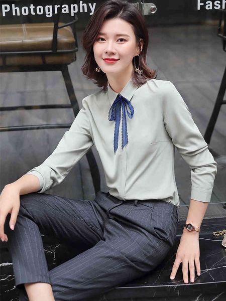 women's blouses & shirts women work wear white green full sleeve blouse shirt with blue bow tie for office lady s-4xl g6jn
women's blouses & shirts women work wear white green full sleeve blouse shirt with blue bow tie for office lady s-4xl g6jn