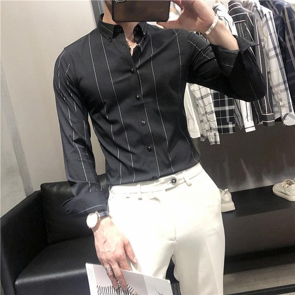 men's casual shirts, autumn style british slim boys hairdresser striped bottoming long sleeves shirts, White;black
men's casual shirts, autumn style british slim boys hairdresser striped bottoming long sleeves shirts, White;black