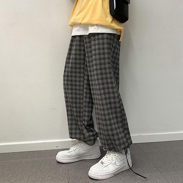 men's pants summer thin casual fashion retro plaid men streetwear korean loose straight mens wide leg trousers m-2xl, Black
men's pants summer thin casual fashion retro plaid men streetwear korean loose straight mens wide leg trousers m-2xl, Black