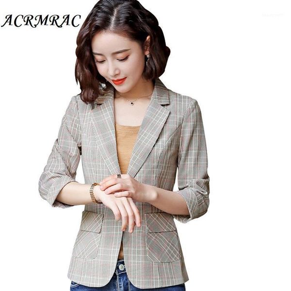 women's suits & blazers acrmrac women slim half sleeve plaid short spring autumn jacket ol formal 8815, White;black
women's suits & blazers acrmrac women slim half sleeve plaid short spring autumn jacket ol formal 8815, White;black